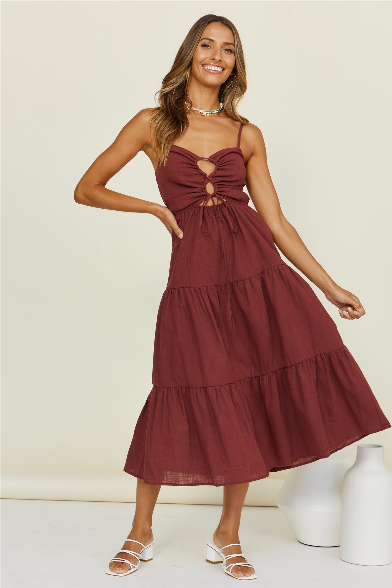We Are Here Maxi Dress Brown-Seaa Fashion