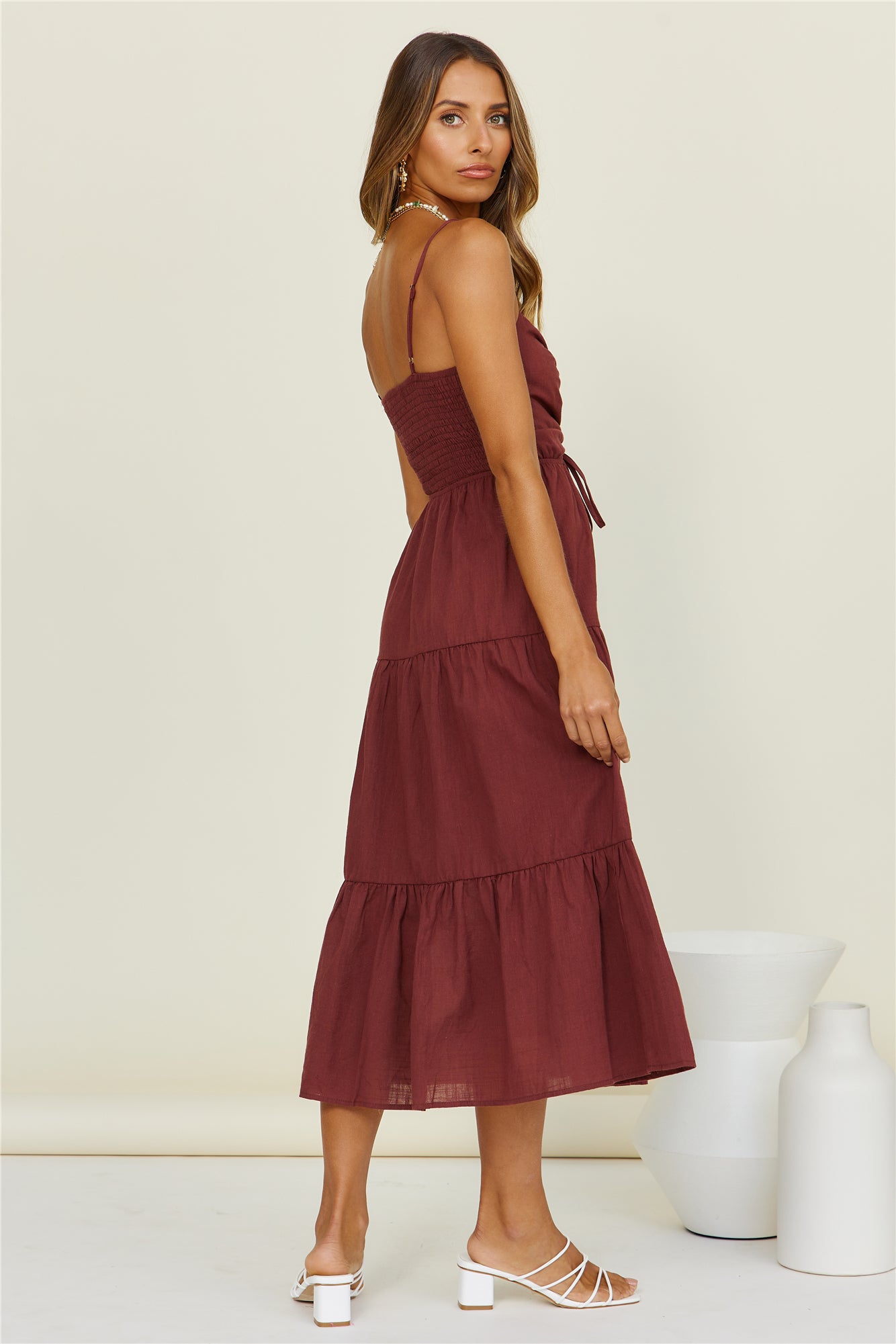 We Are Here Maxi Dress Brown-Seaa Fashion