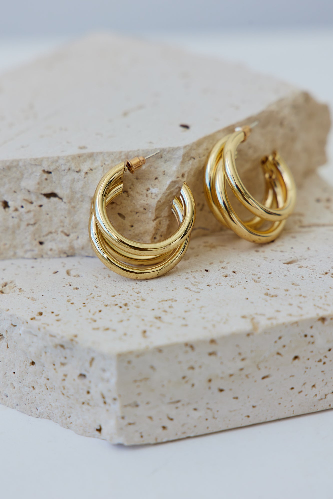Life In Threes Earrings Gold-Seaa Fashion