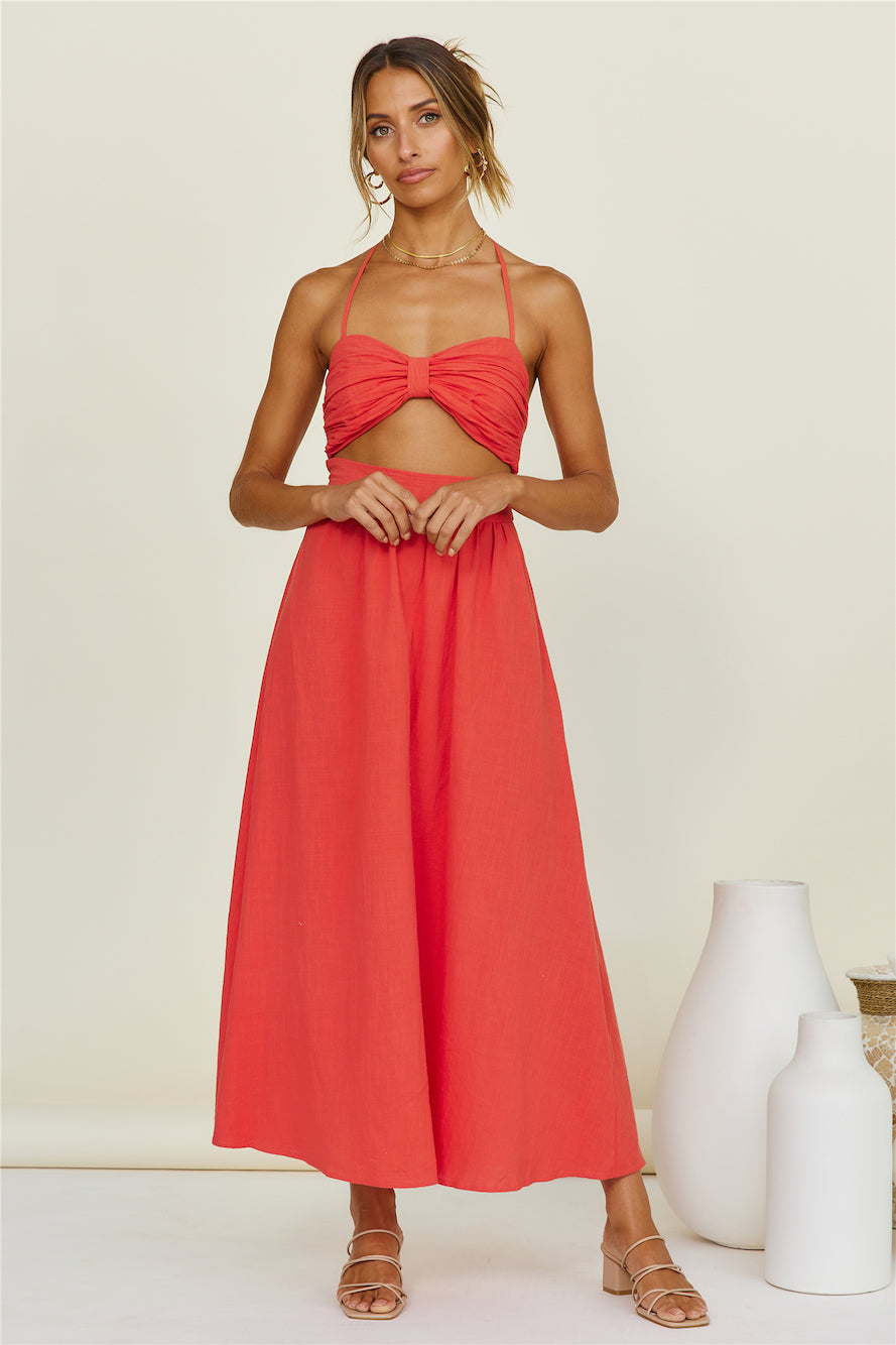 SNDYS Boat Linen Maxi Dress Red-Seaa Fashion