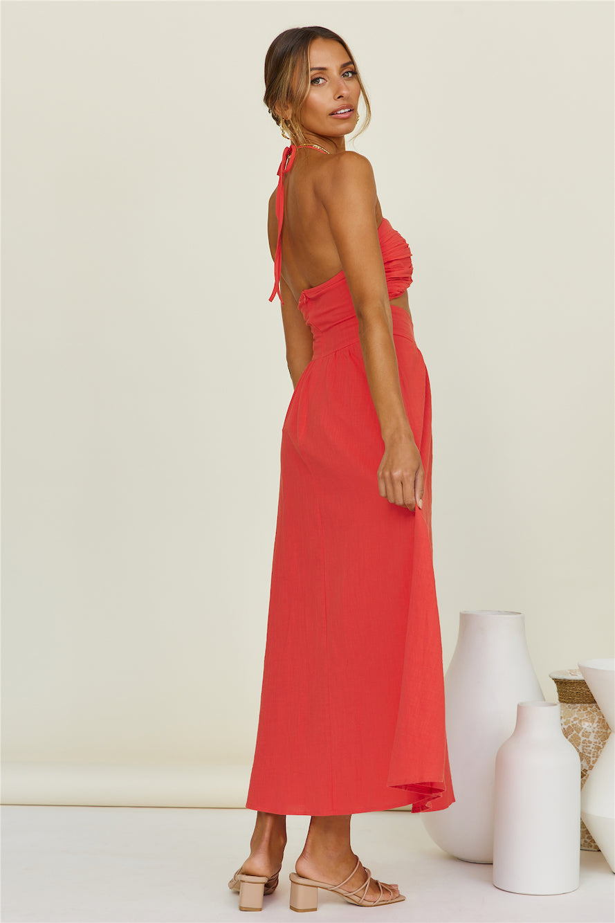 SNDYS Boat Linen Maxi Dress Red-Seaa Fashion