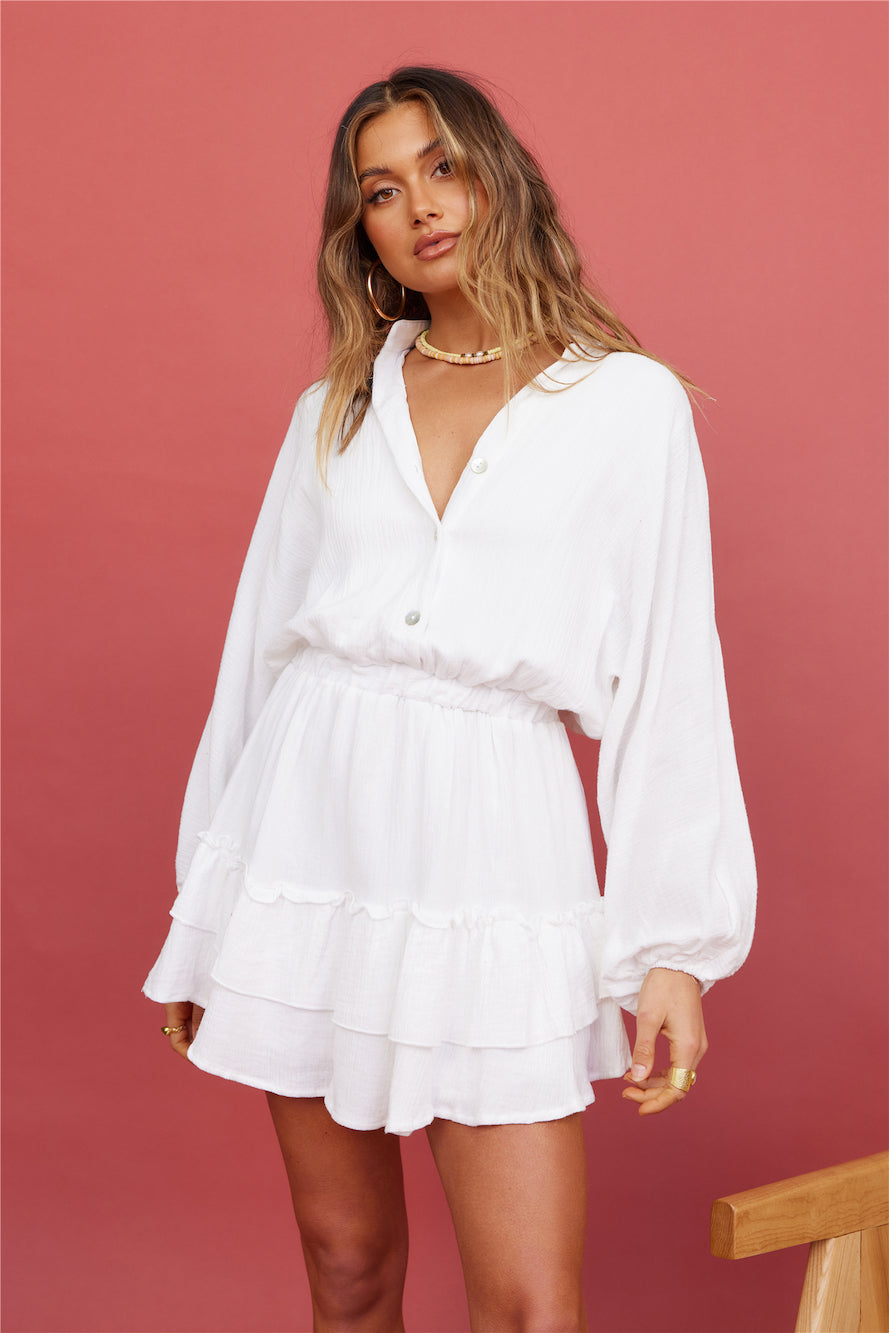 Peach Sunsets Dress White-Seaa Fashion