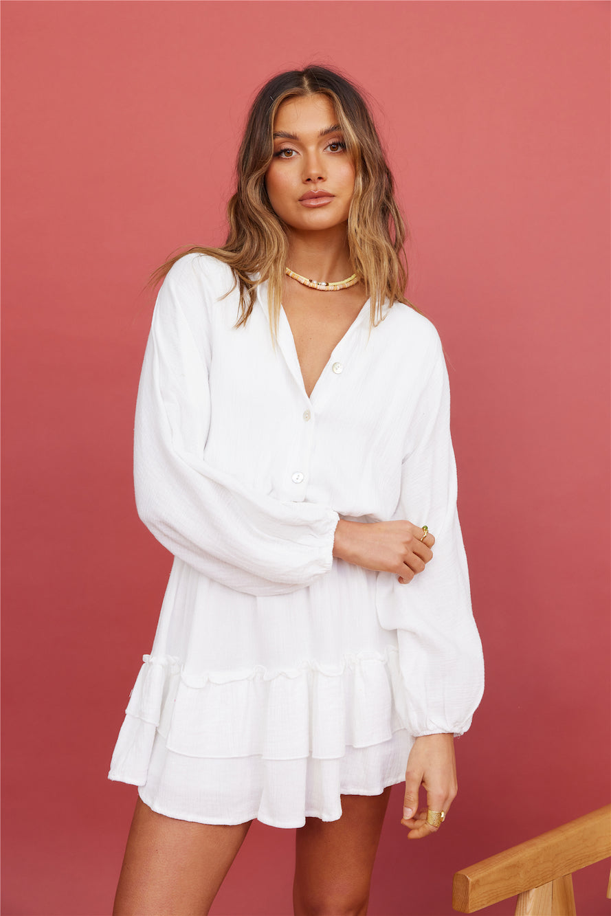 Peach Sunsets Dress White-Seaa Fashion