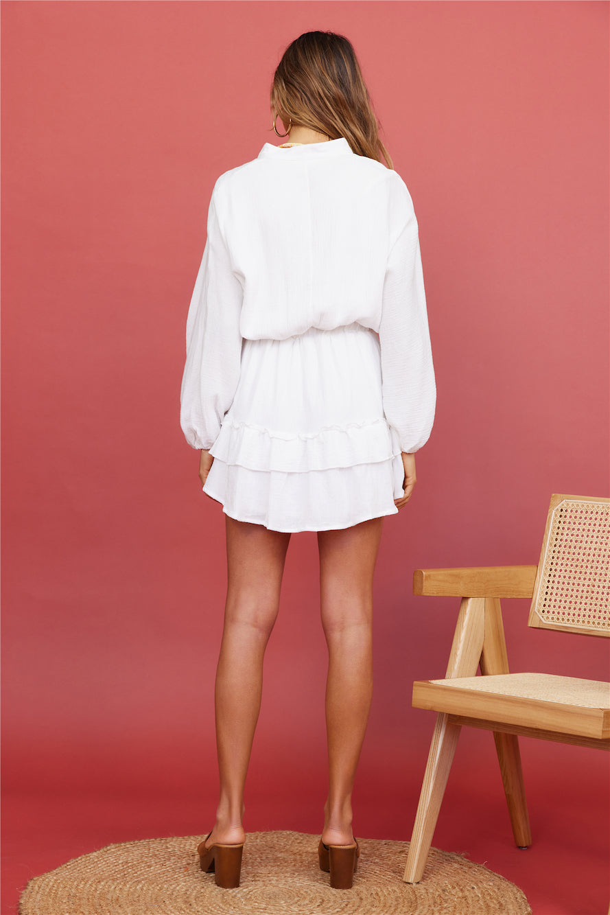 Peach Sunsets Dress White-Seaa Fashion