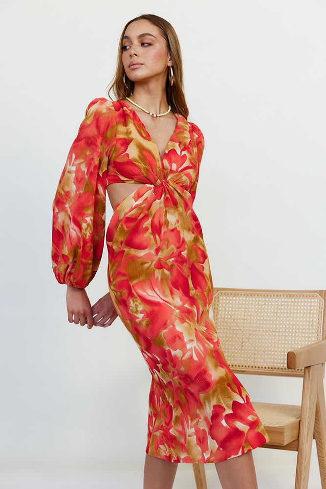 Wish On A Star Midi Dress Red-Seaa Fashion