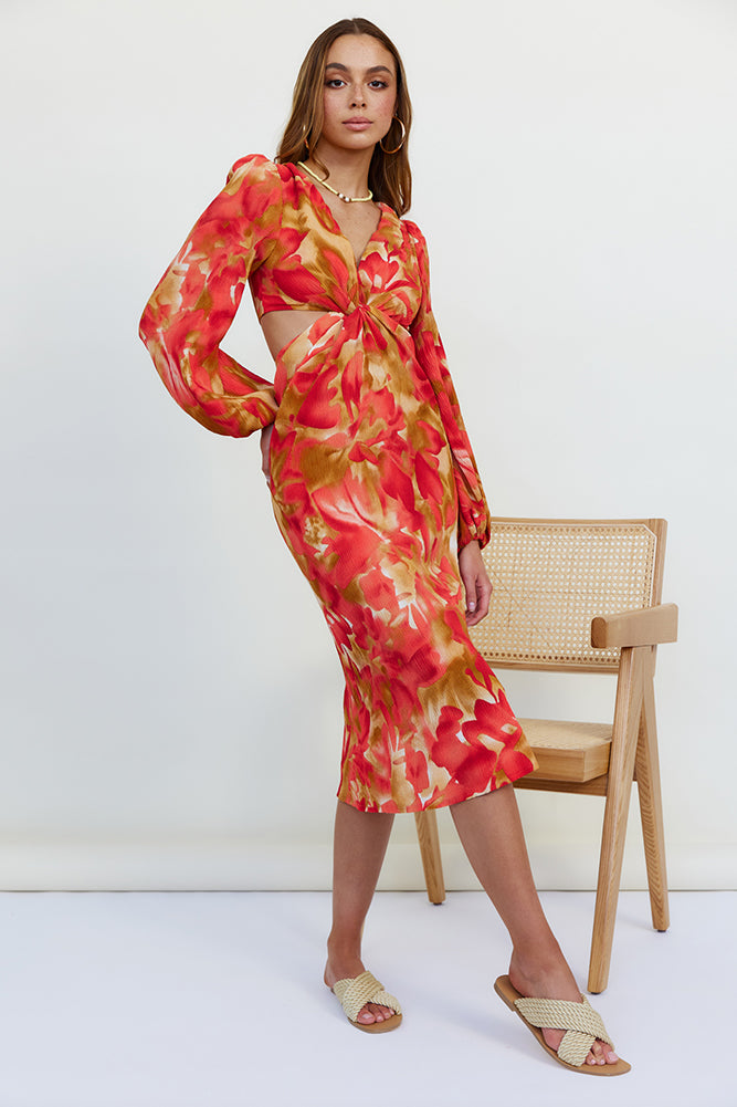 Wish On A Star Midi Dress Red-Seaa Fashion