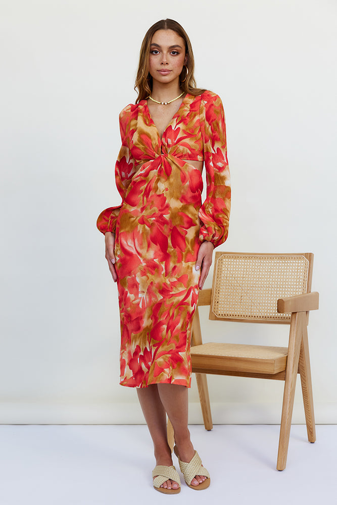 Wish On A Star Midi Dress Red-Seaa Fashion