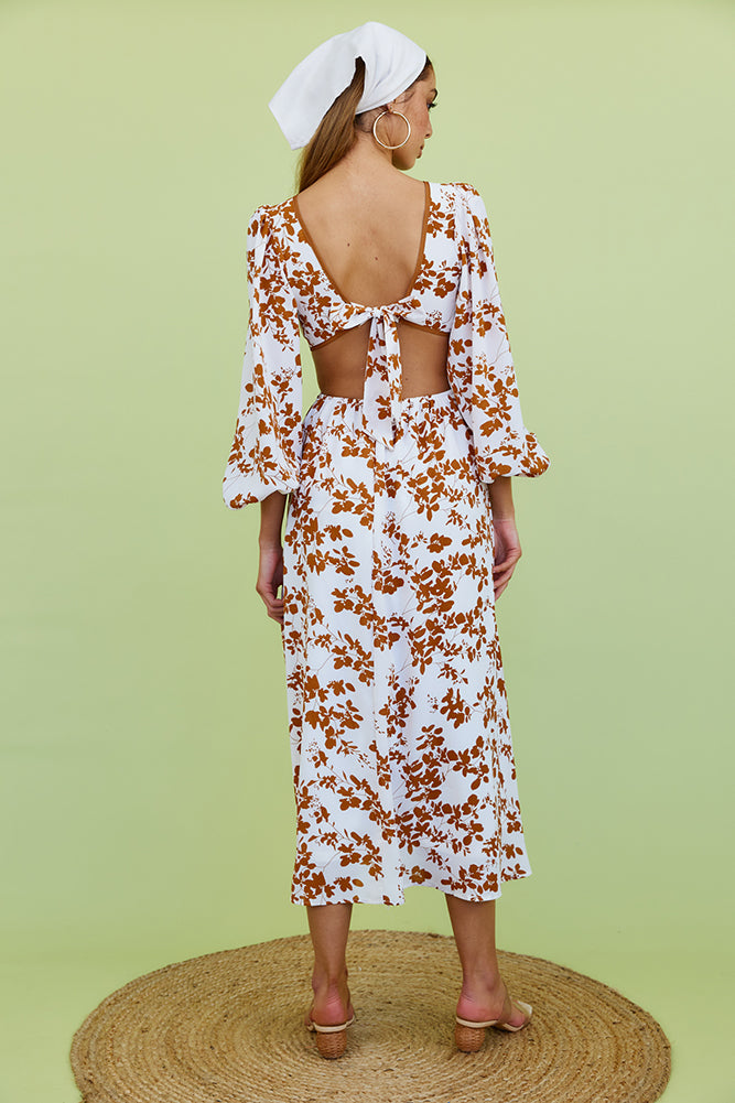 Moments Alone Maxi Dress Brown-Seaa Fashion