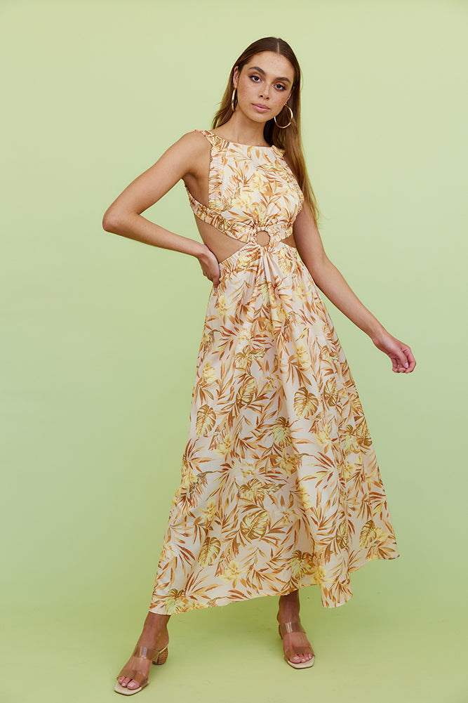 Walking On The Moon Maxi Dress Yellow-Seaa Fashion