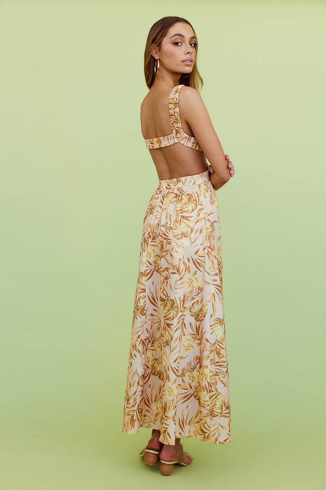 Walking On The Moon Maxi Dress Yellow-Seaa Fashion