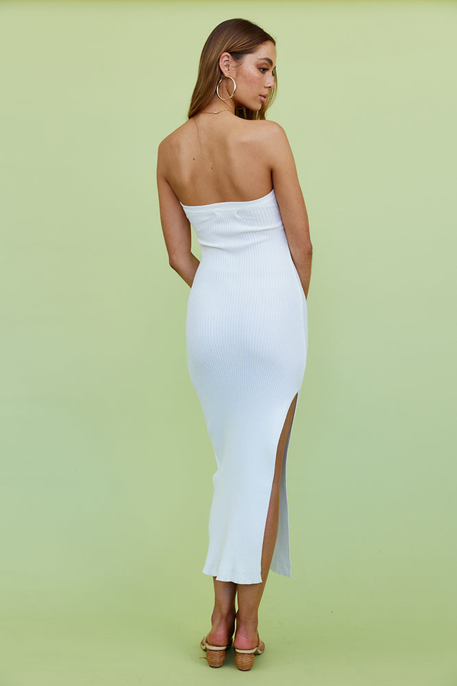 Changed Memories Knit Maxi Dress White-Seaa Fashion