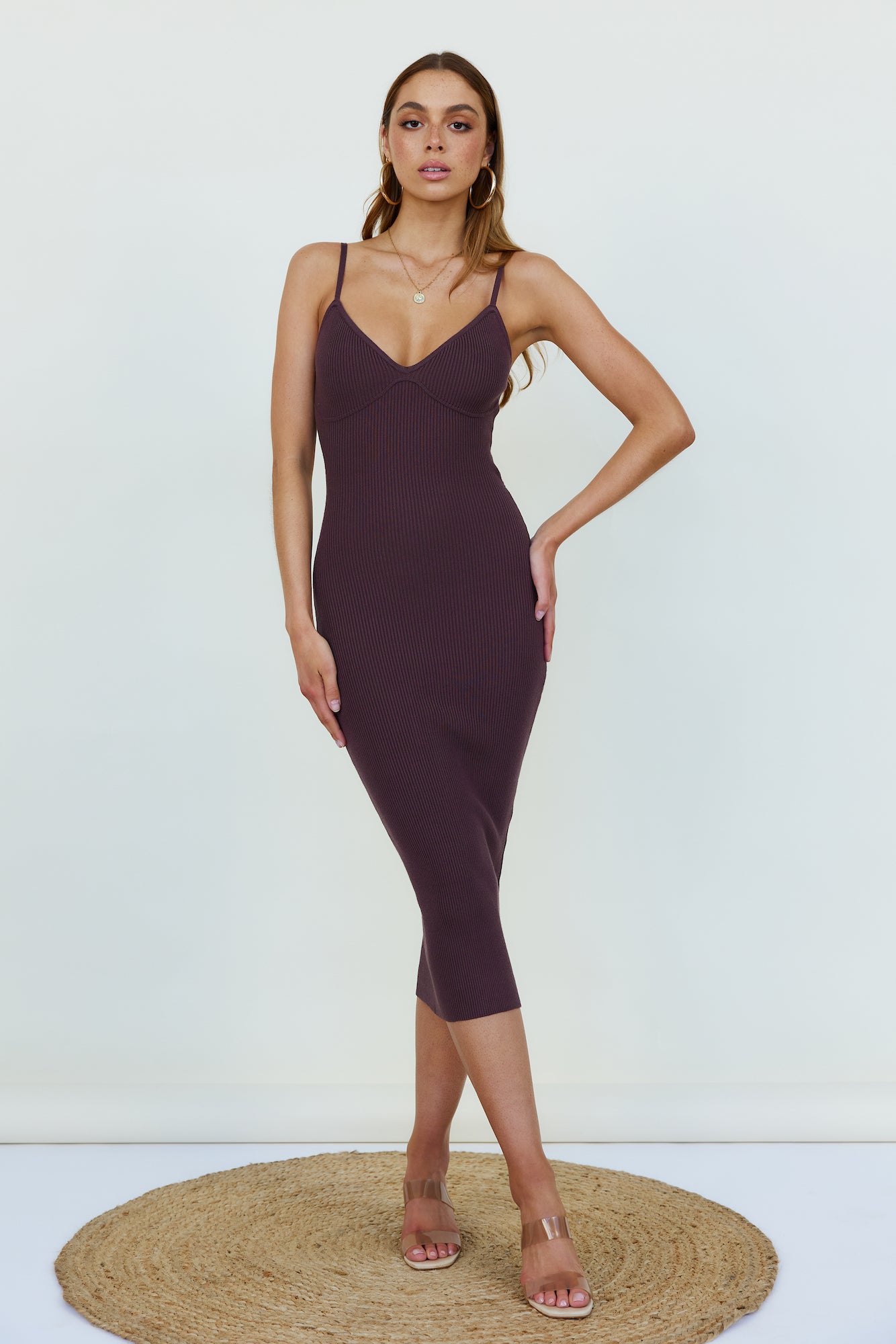 Summer System Midi Dress Brown-Seaa Fashion