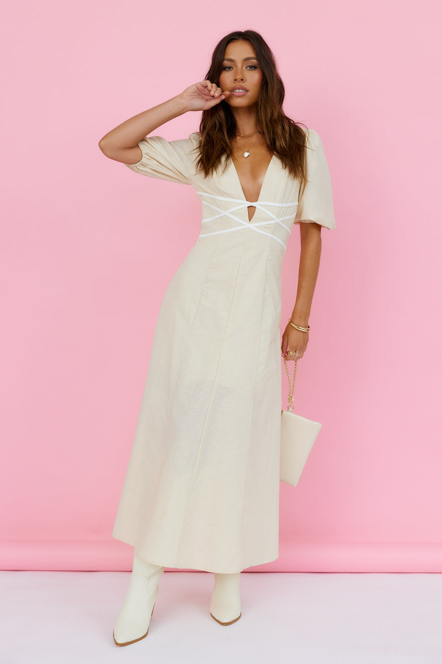 Sweet Mantra Maxi Dress Beige-Seaa Fashion