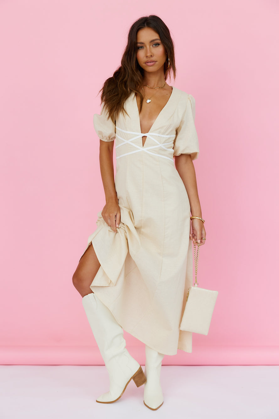 Sweet Mantra Maxi Dress Beige-Seaa Fashion