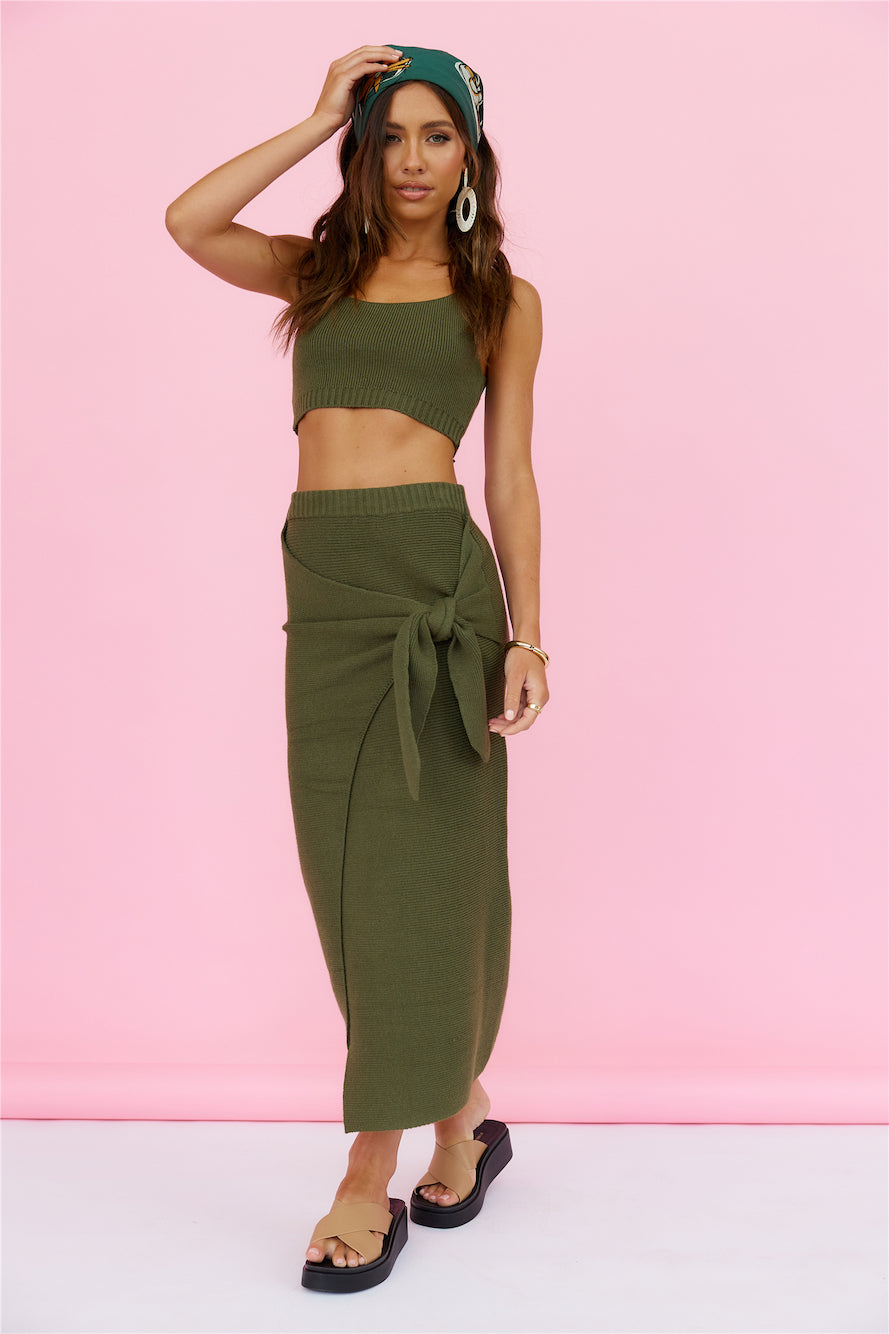 Desert Noon Midi Skirt Olive-Seaa Fashion