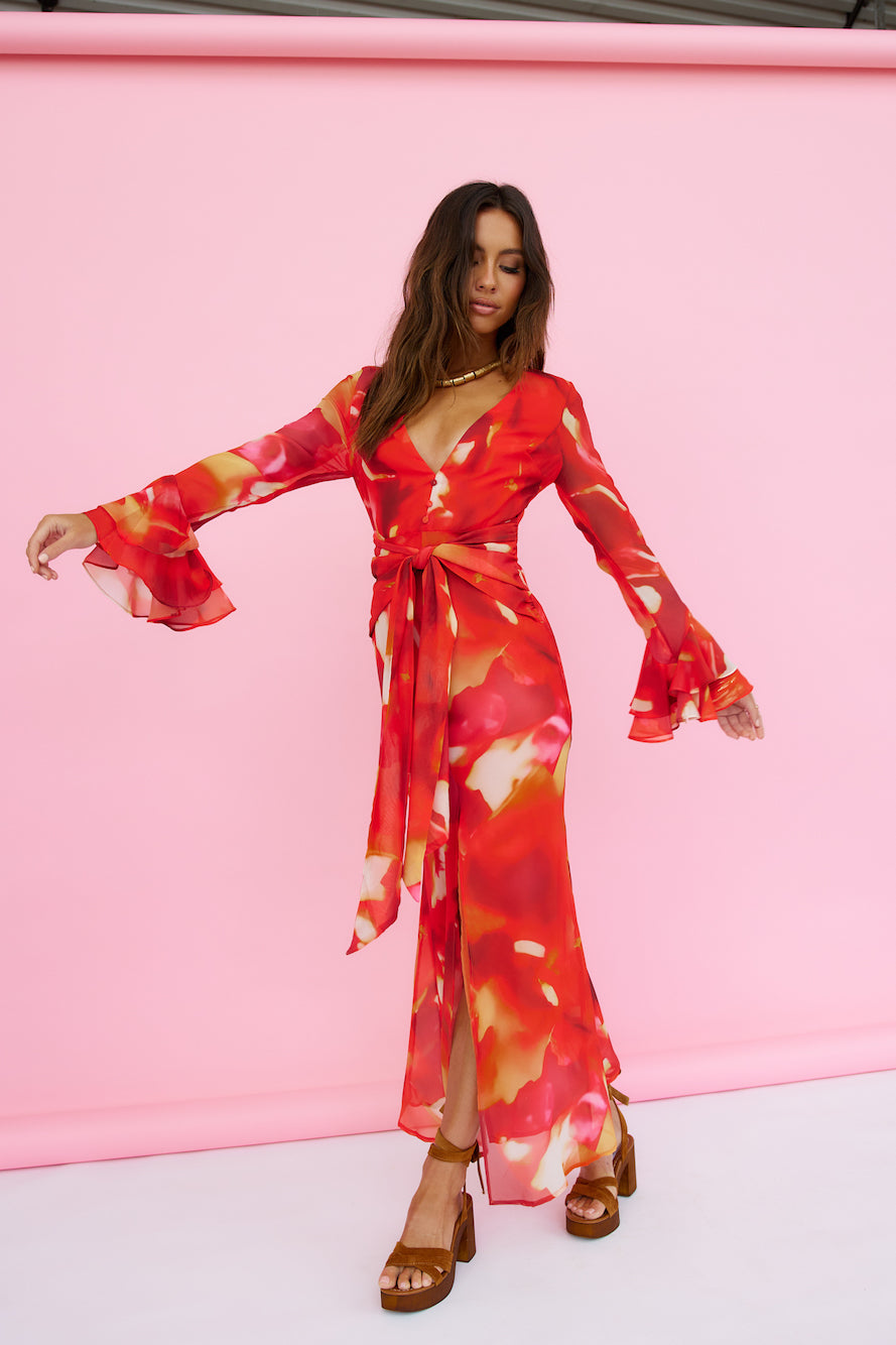 Around The Oasis Maxi Dress Red-Seaa Fashion