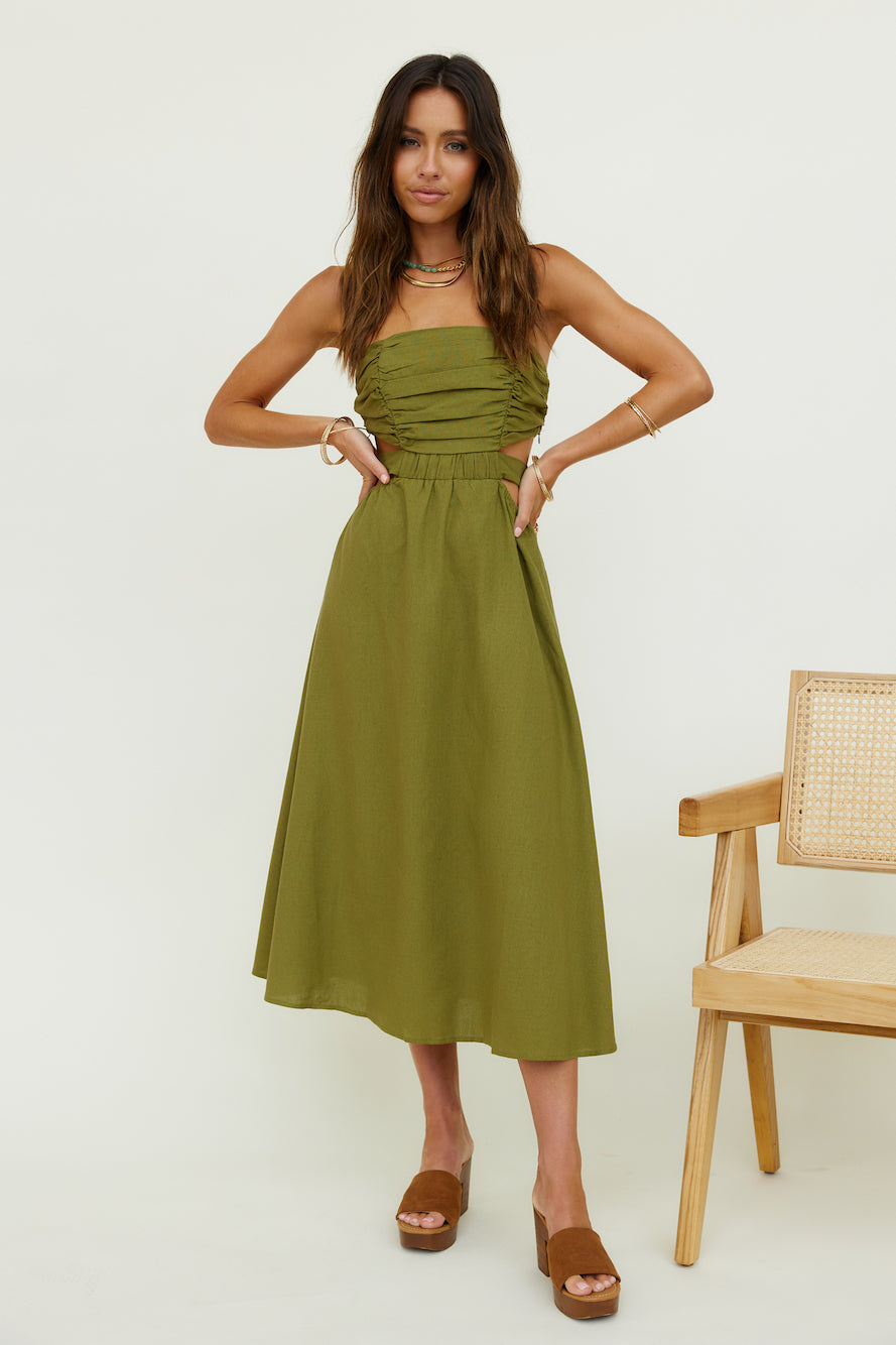 Left Of Field Maxi Dress Olive-Seaa Fashion