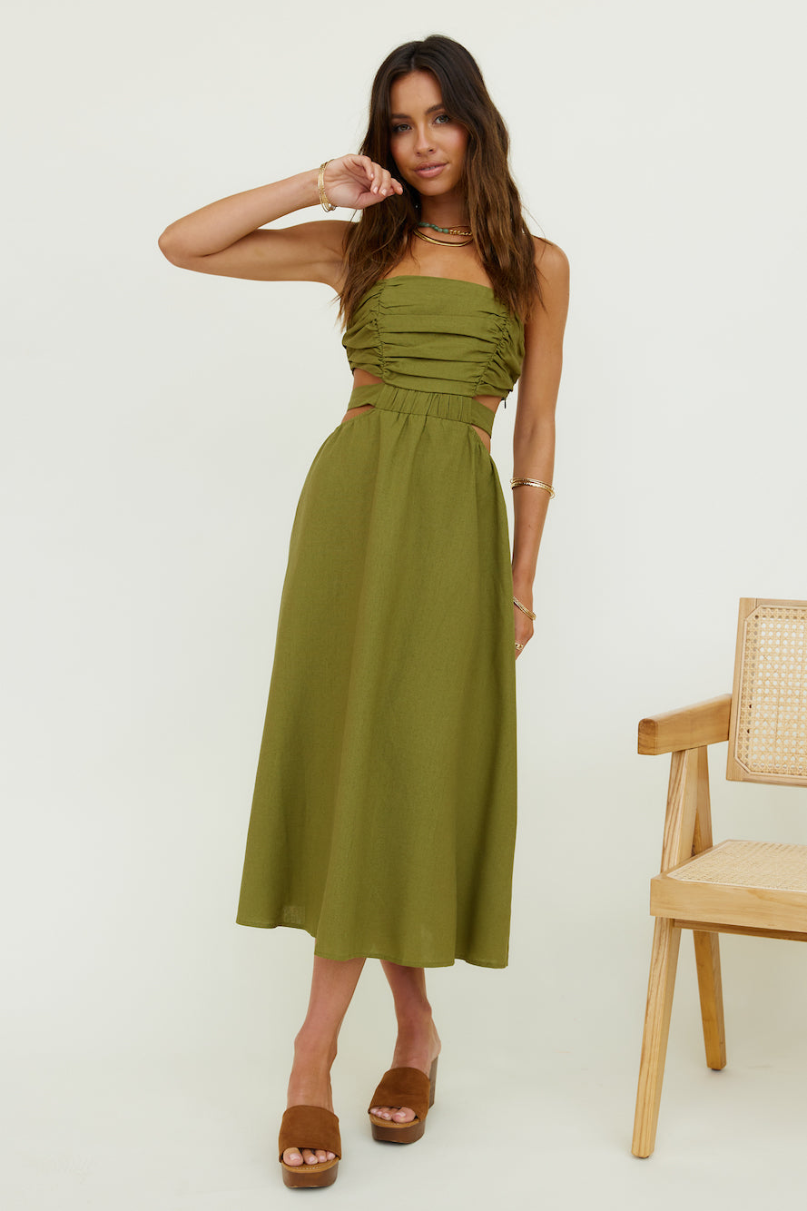 Left Of Field Maxi Dress Olive-Seaa Fashion