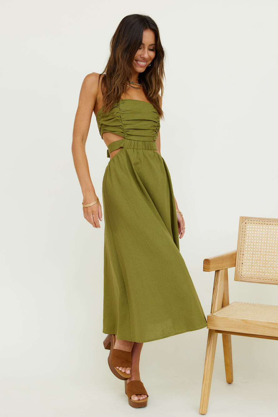 Left Of Field Maxi Dress Olive-Seaa Fashion