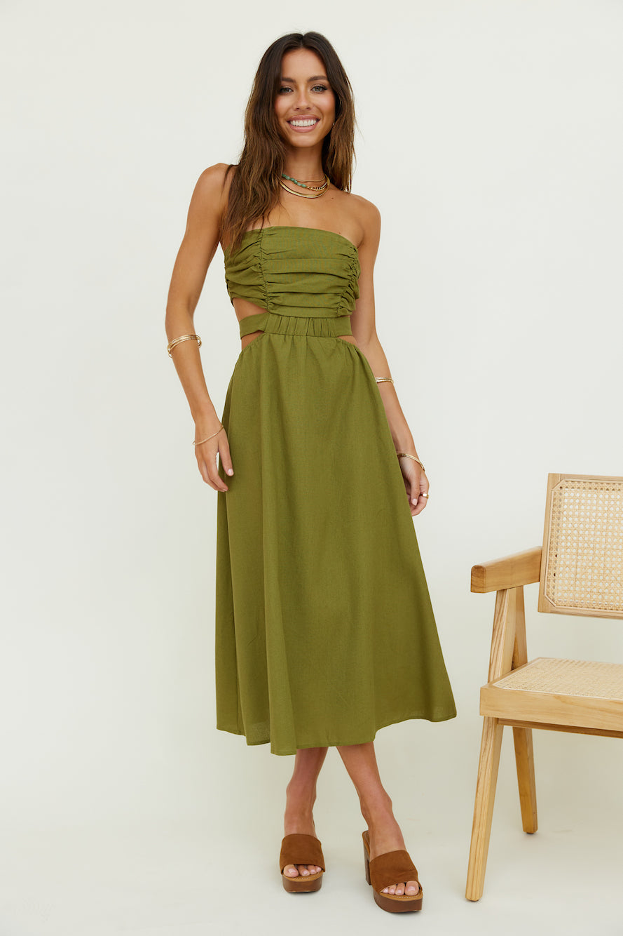 Left Of Field Maxi Dress Olive-Seaa Fashion