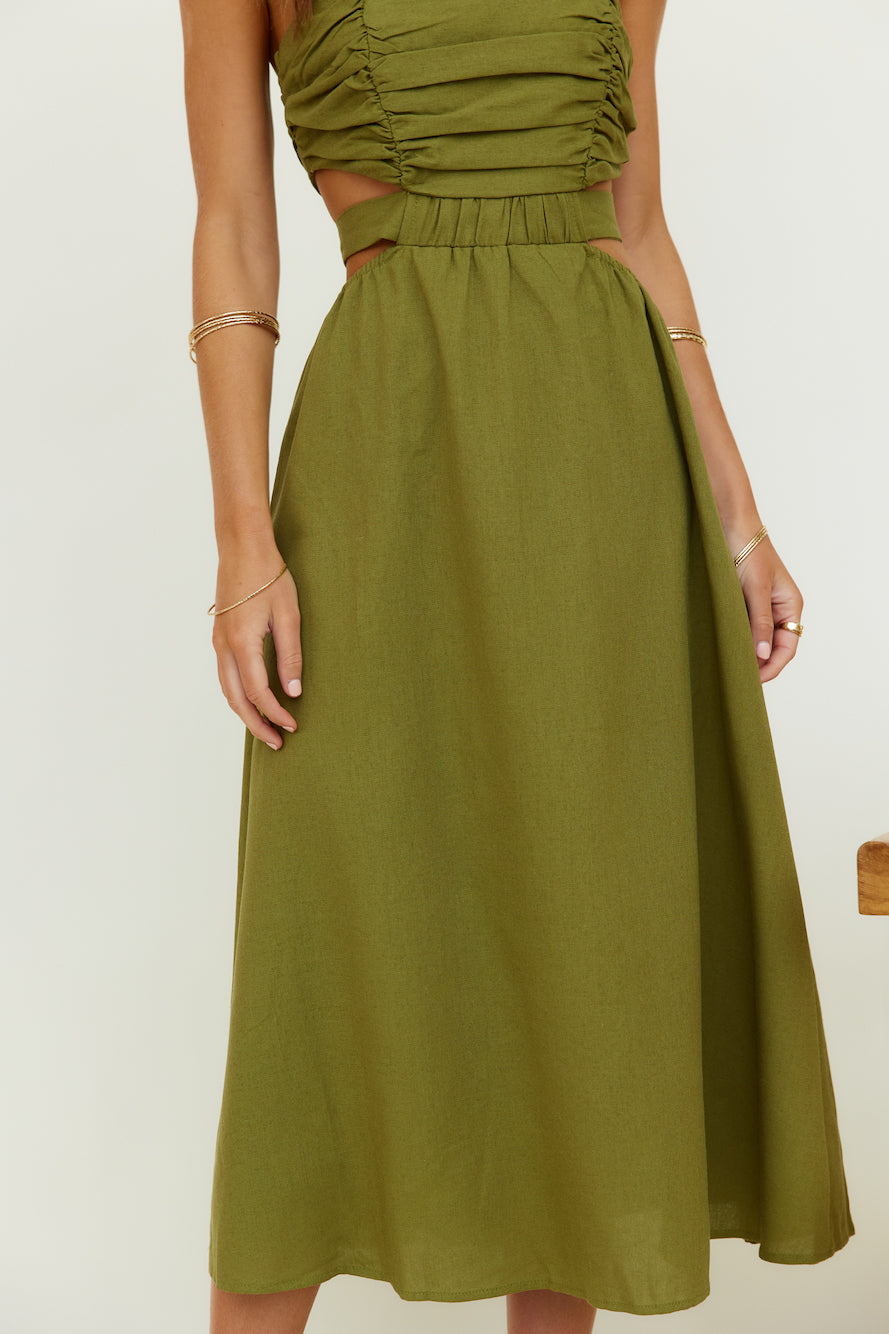 Left Of Field Maxi Dress Olive-Seaa Fashion