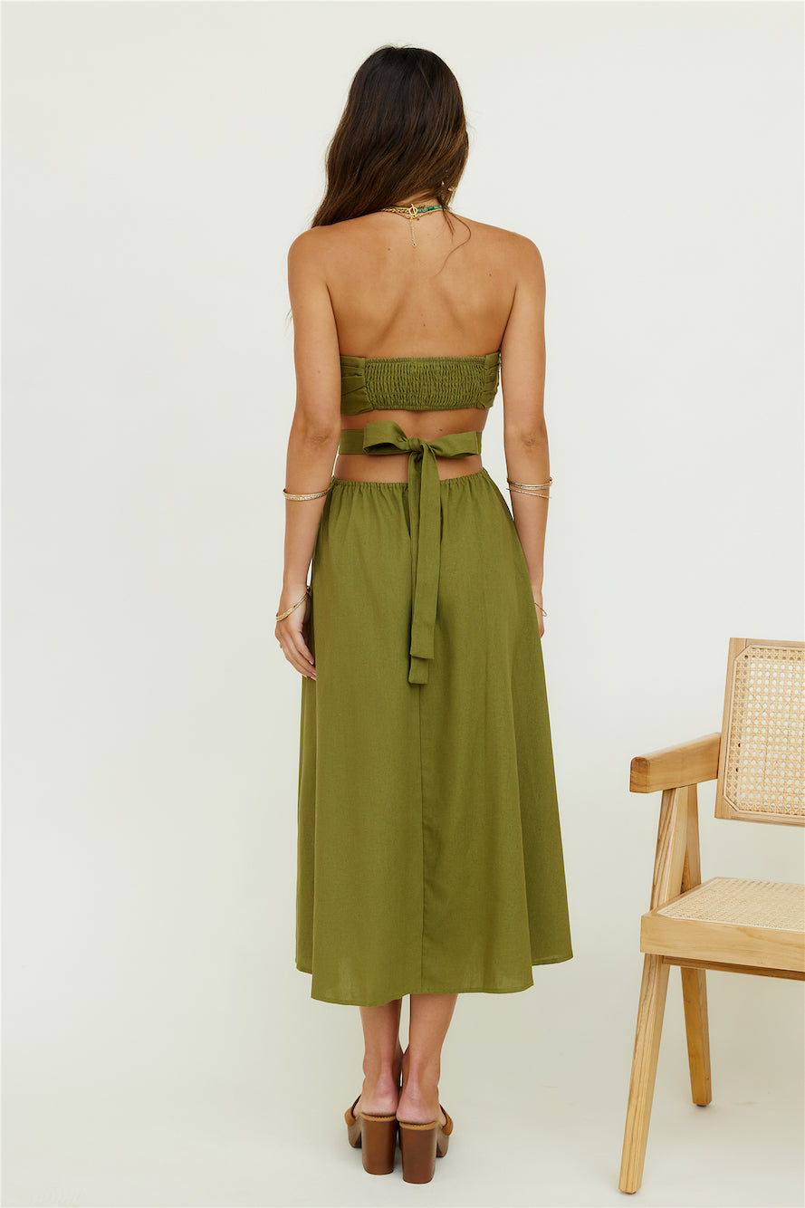 Left Of Field Maxi Dress Olive-Seaa Fashion