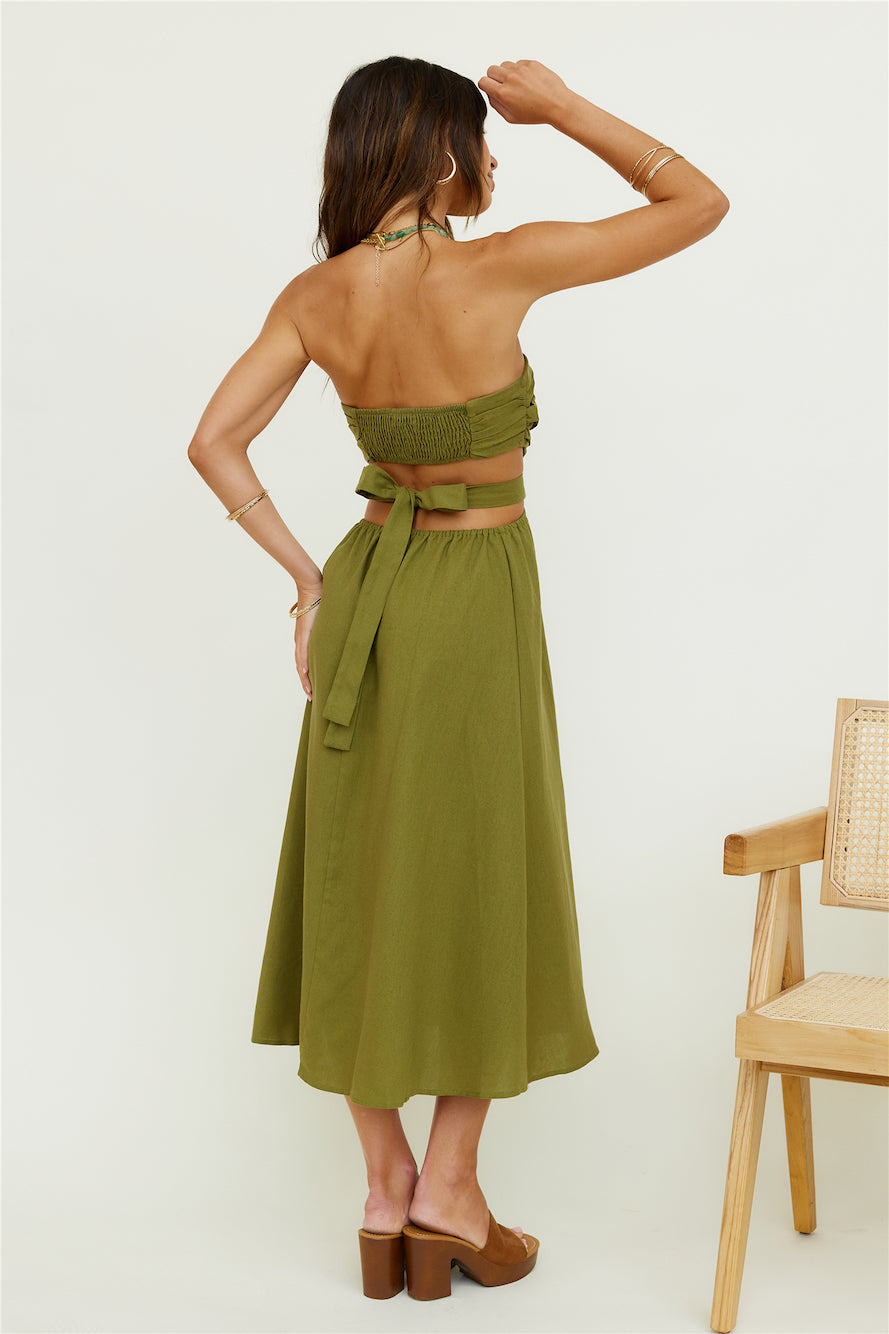 Left Of Field Maxi Dress Olive-Seaa Fashion