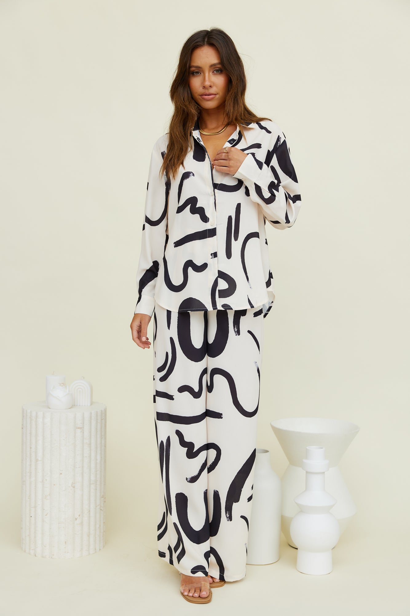 SEVEN WONDERS York Long Sleeve Shirt Sand Black-Seaa Fashion