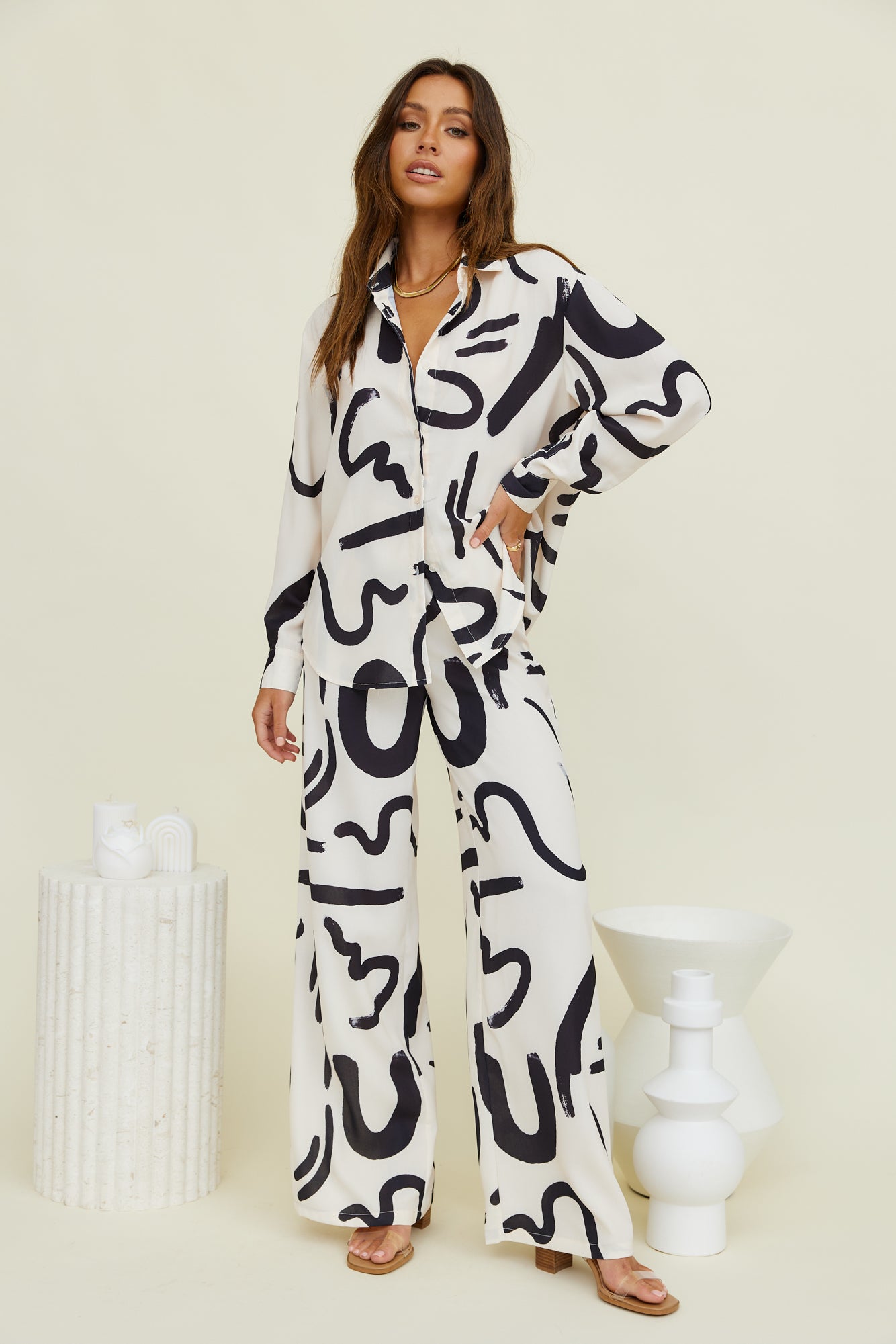 SEVEN WONDERS York Long Sleeve Shirt Sand Black-Seaa Fashion