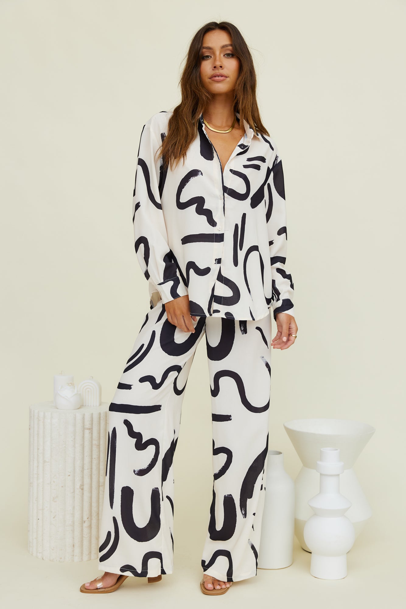 SEVEN WONDERS York Long Sleeve Shirt Sand Black-Seaa Fashion