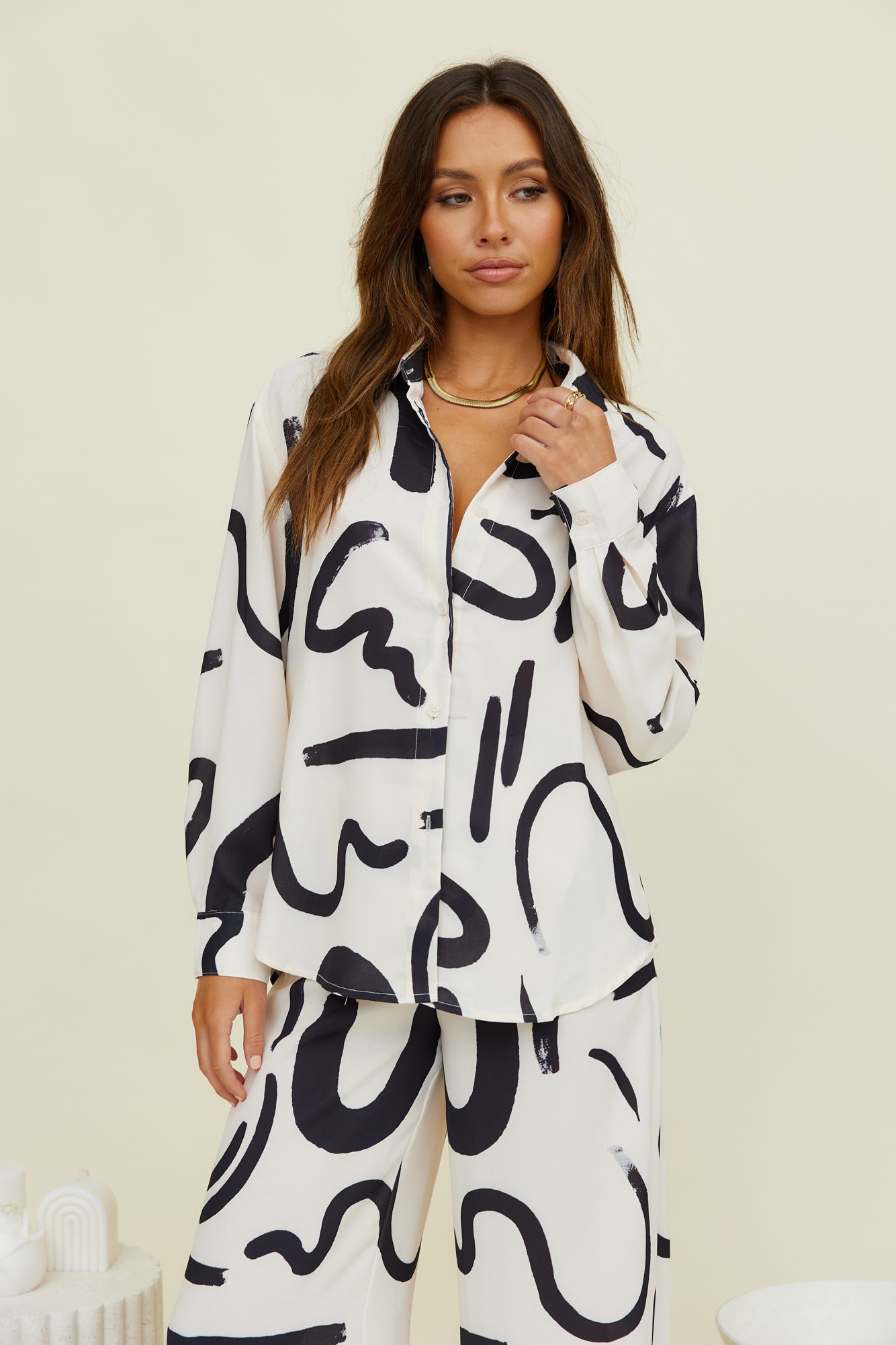 SEVEN WONDERS York Long Sleeve Shirt Sand Black-Seaa Fashion