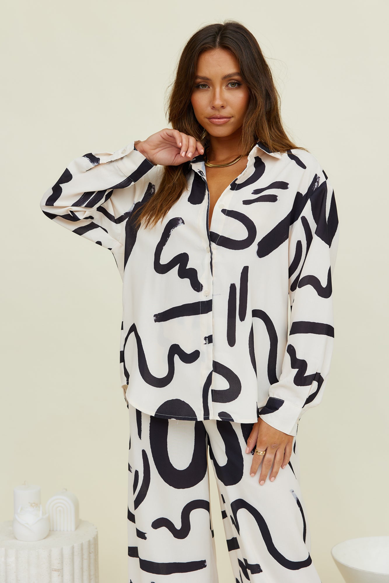 SEVEN WONDERS York Long Sleeve Shirt Sand Black-Seaa Fashion