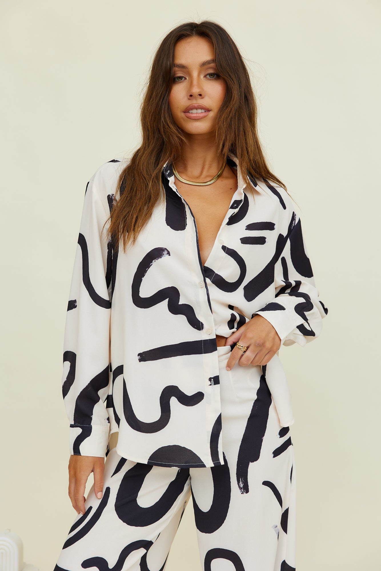 SEVEN WONDERS York Long Sleeve Shirt Sand Black-Seaa Fashion