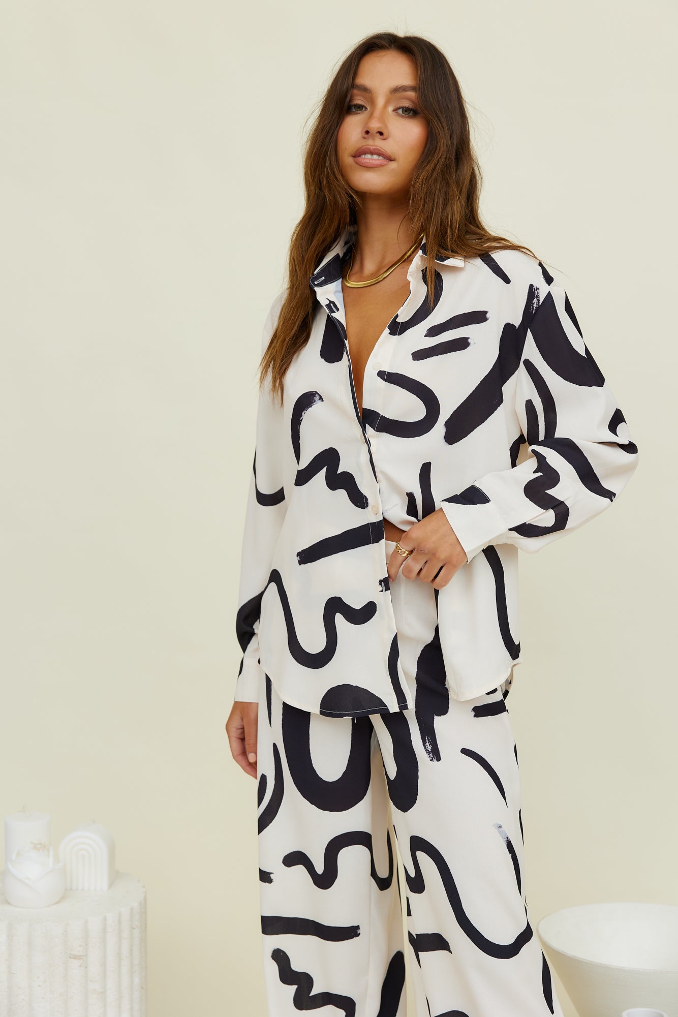 SEVEN WONDERS York Long Sleeve Shirt Sand Black-Seaa Fashion