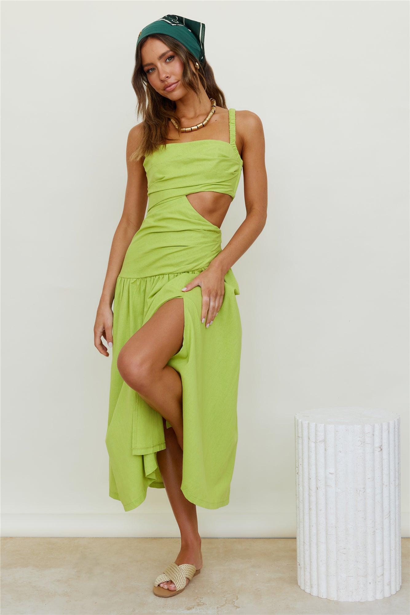 Autumn Warmth Maxi Dress Green-Seaa Fashion