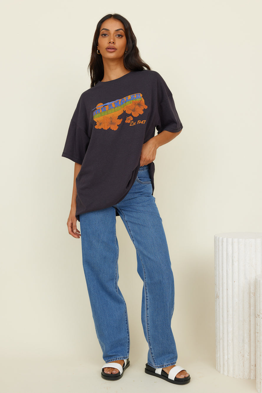 WRANGLER Sweet Breeze OS Hemp Tee Worn Black-Seaa Fashion