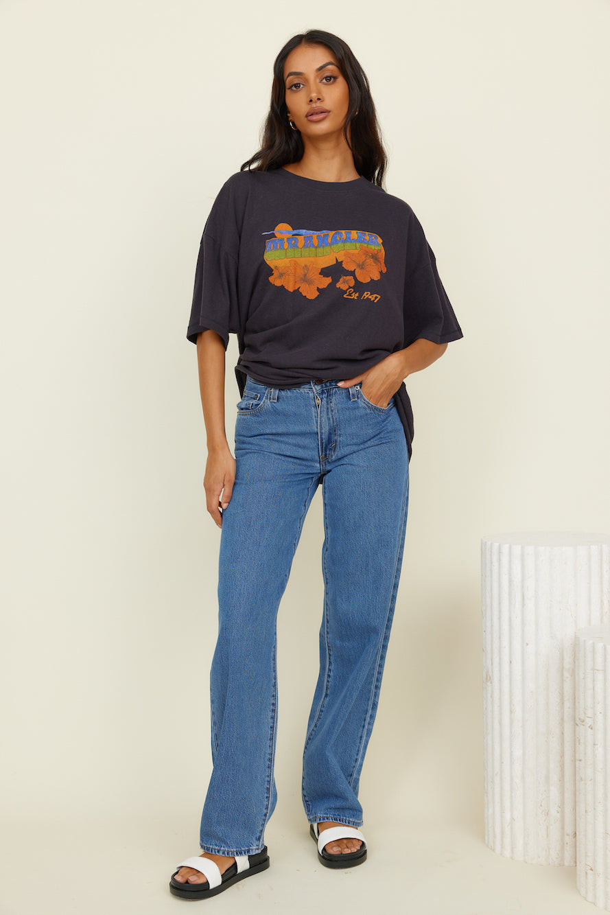 WRANGLER Sweet Breeze OS Hemp Tee Worn Black-Seaa Fashion