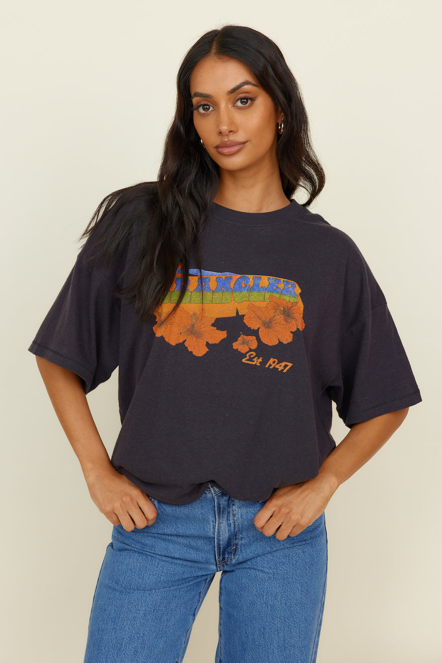 WRANGLER Sweet Breeze OS Hemp Tee Worn Black-Seaa Fashion