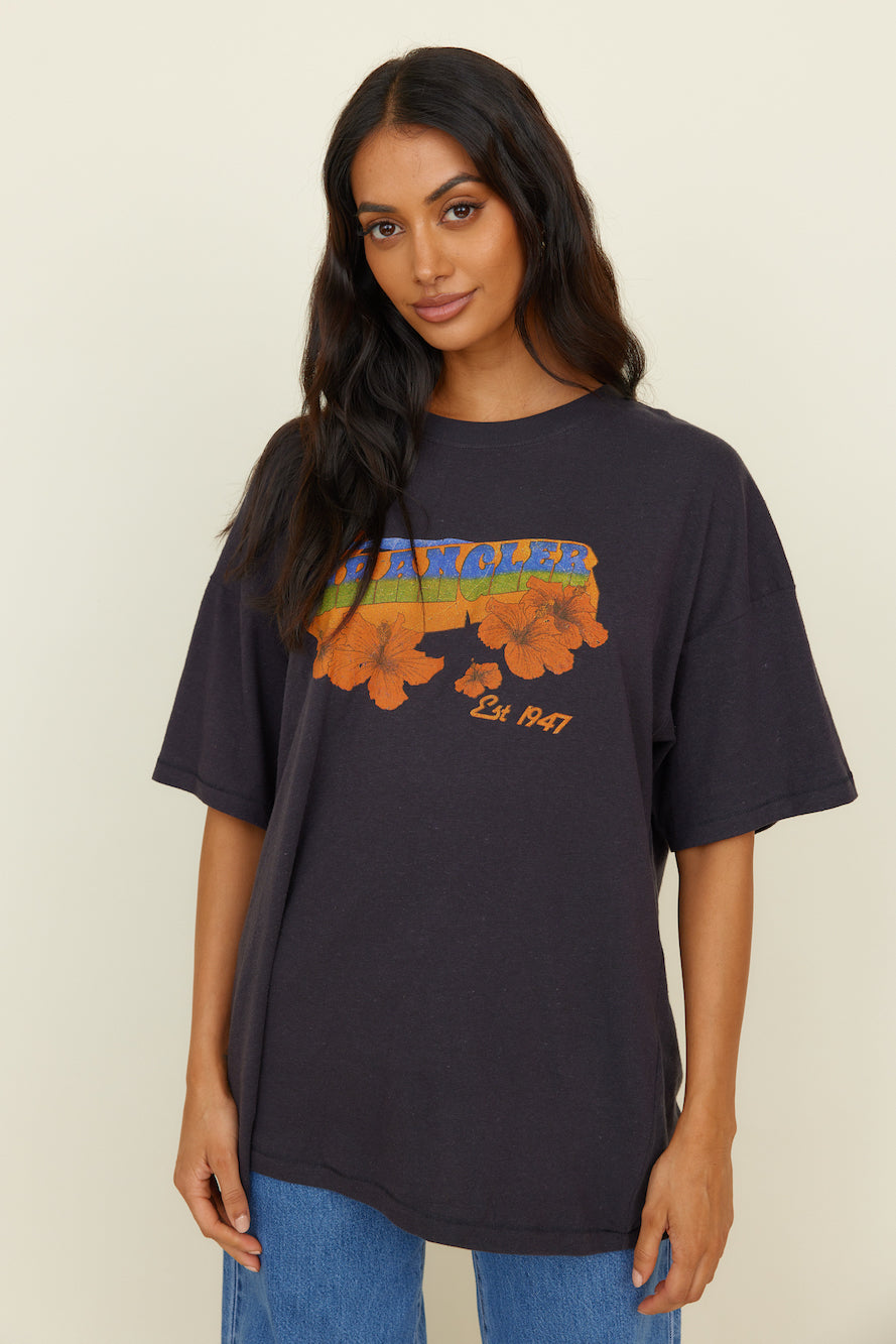 WRANGLER Sweet Breeze OS Hemp Tee Worn Black-Seaa Fashion