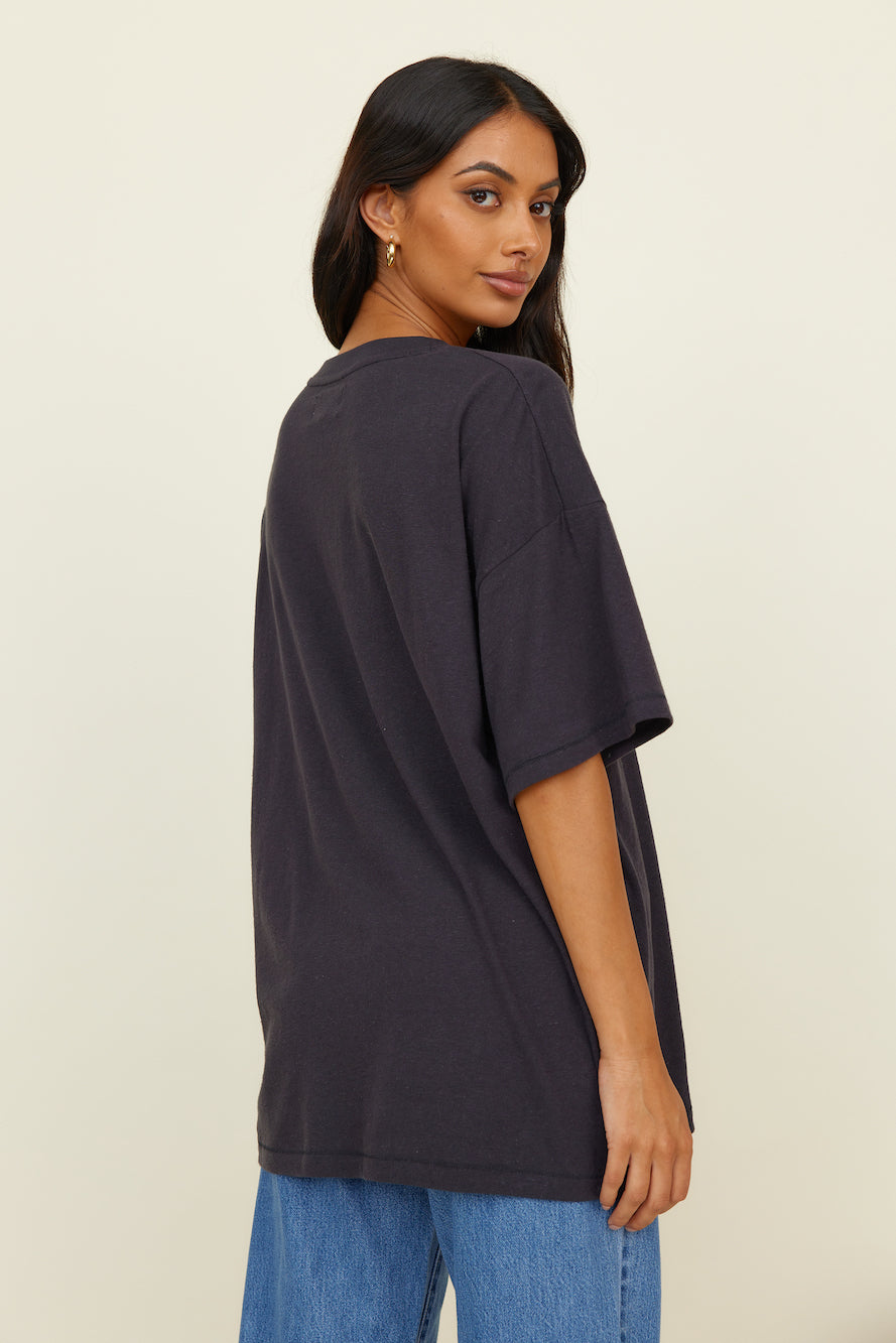 WRANGLER Sweet Breeze OS Hemp Tee Worn Black-Seaa Fashion