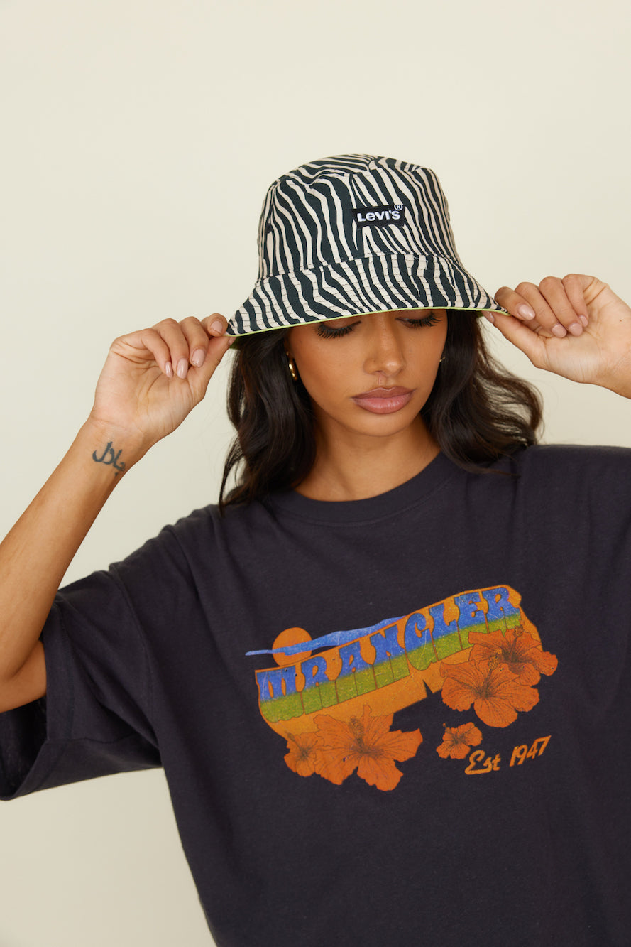 LEVI'S Reversible Bucket Hat Black And Ecru-Seaa Fashion