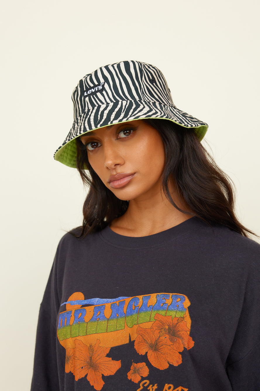LEVI'S Reversible Bucket Hat Black And Ecru-Seaa Fashion