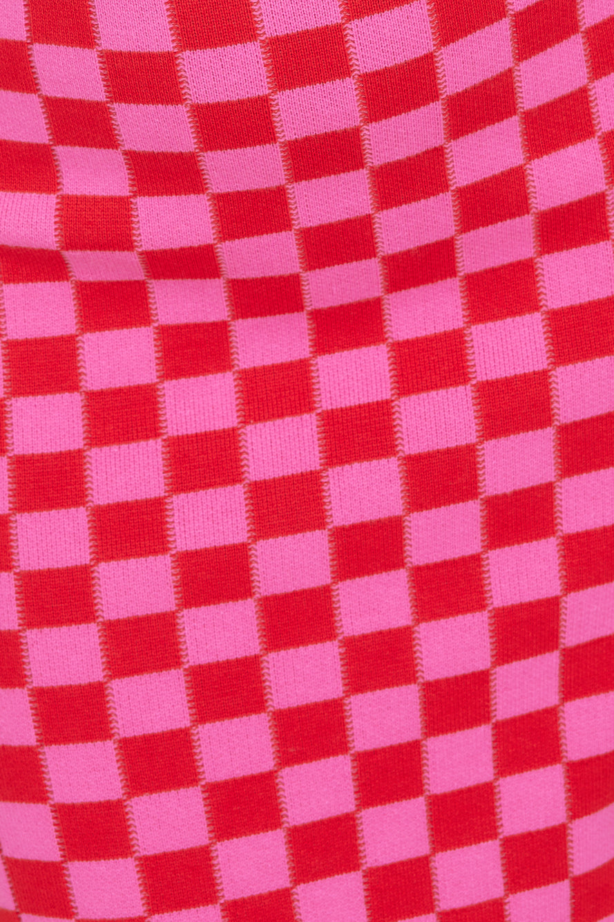 CHARLIE HOLIDAY Valery Maxi Skirt Pink Red Check-Seaa Fashion