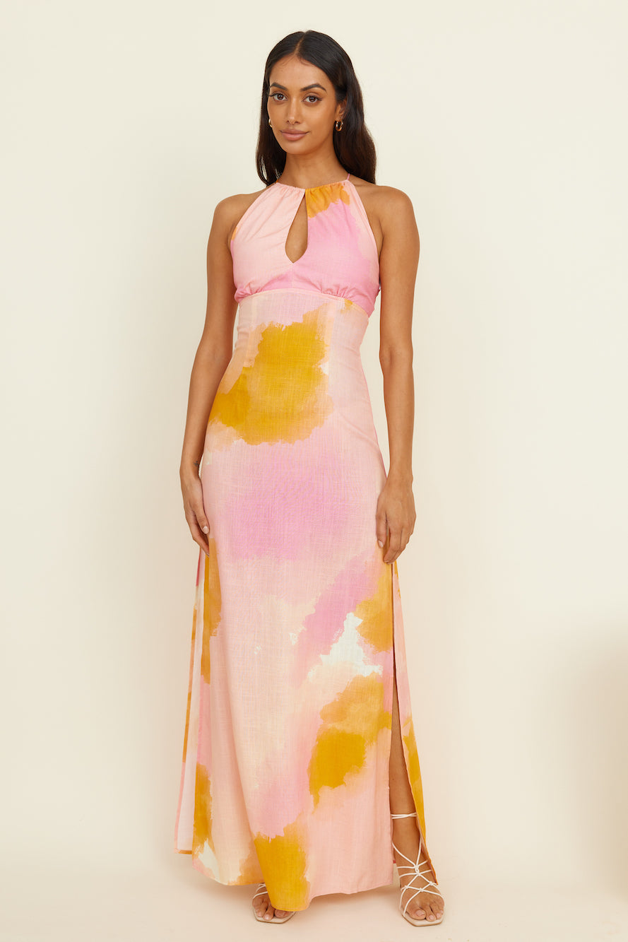 THE WOLF GANG El Mar Maxi Dress Watercolour-Seaa Fashion