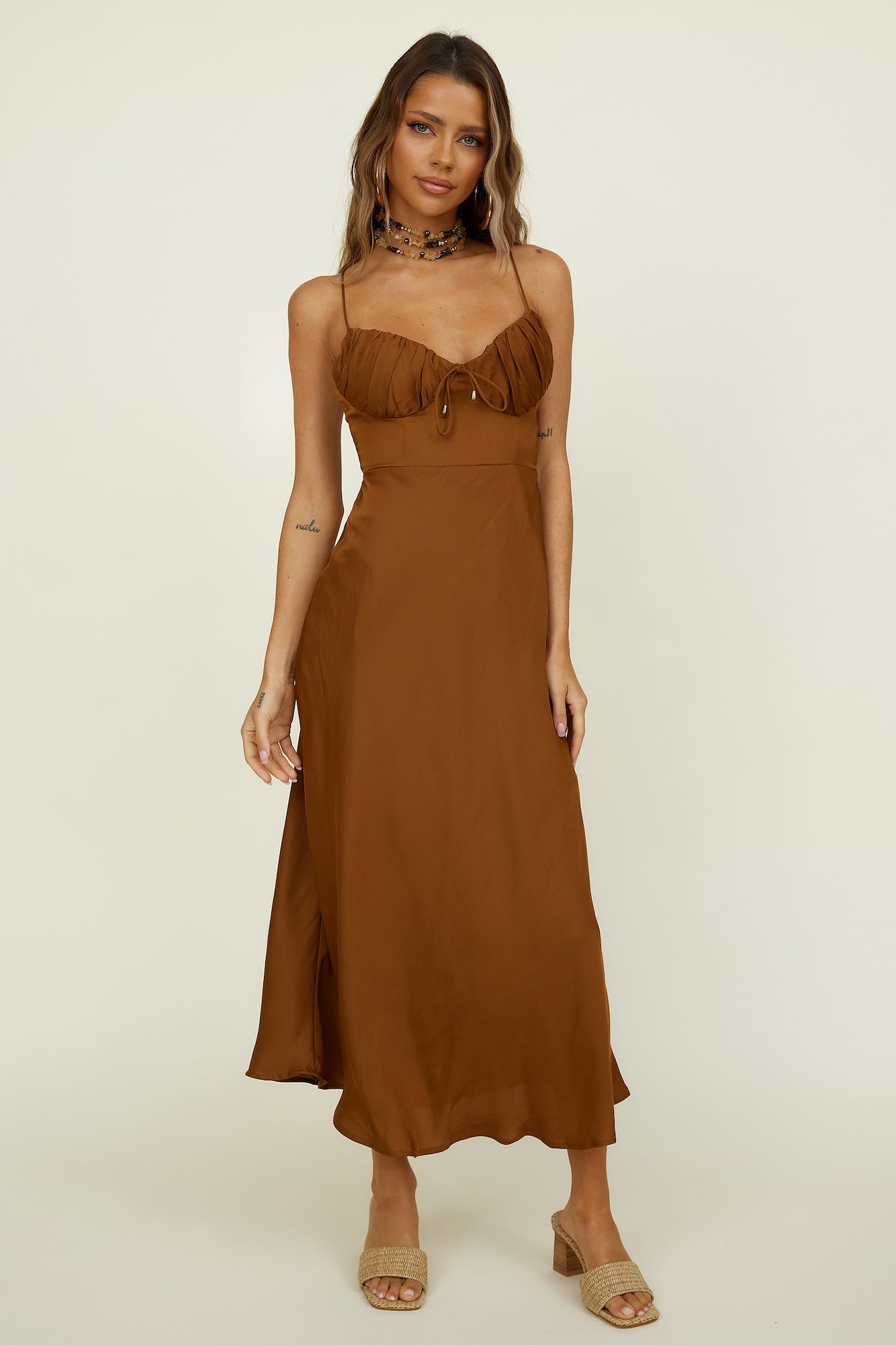 Awakenings Maxi Dress Brown-Seaa Fashion