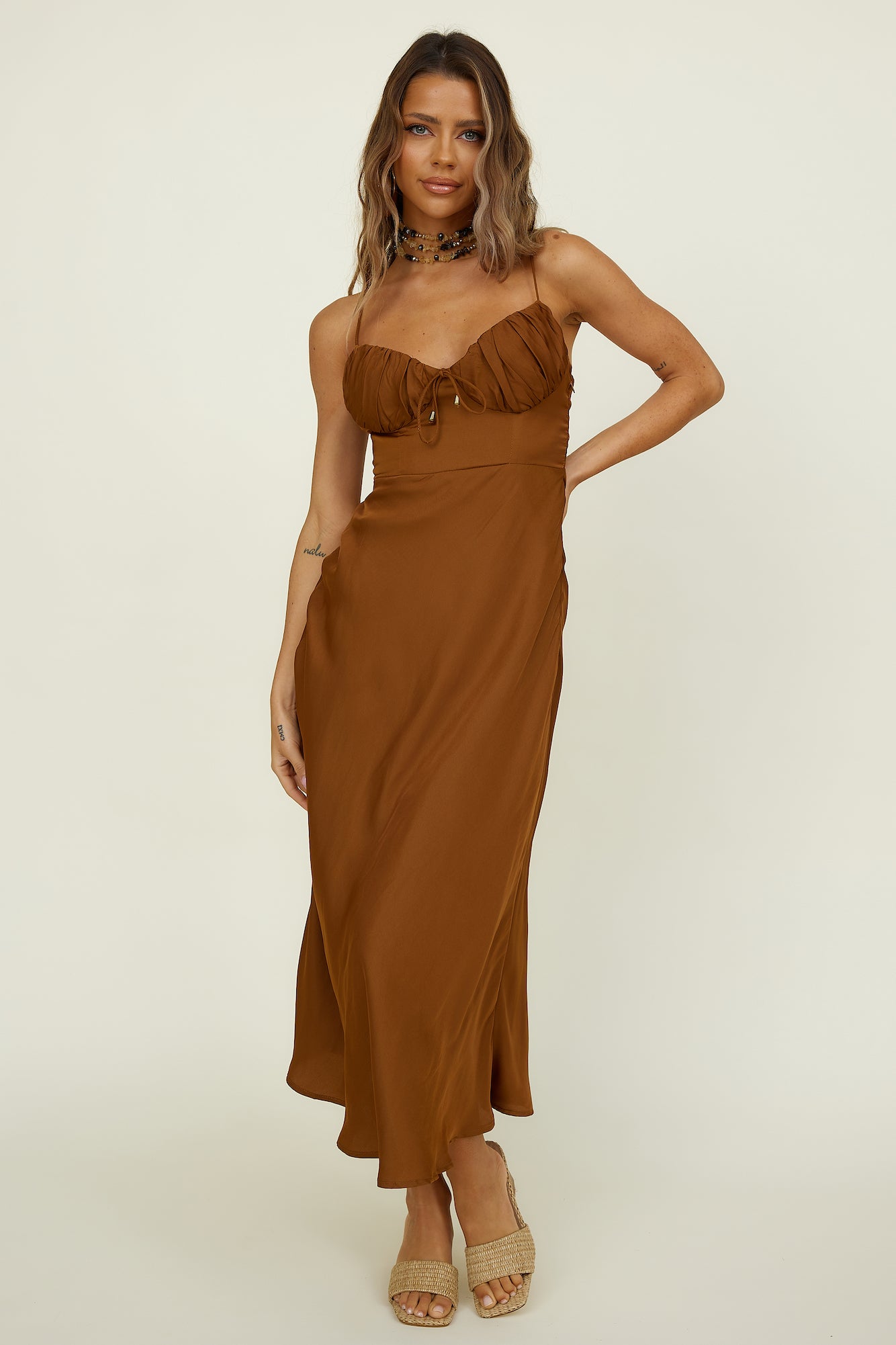Awakenings Maxi Dress Brown-Seaa Fashion