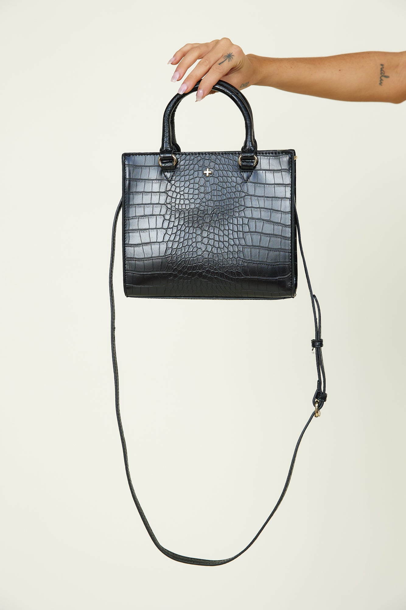 PETA + JAIN Lucca Bag Black Faux Croc-Seaa Fashion