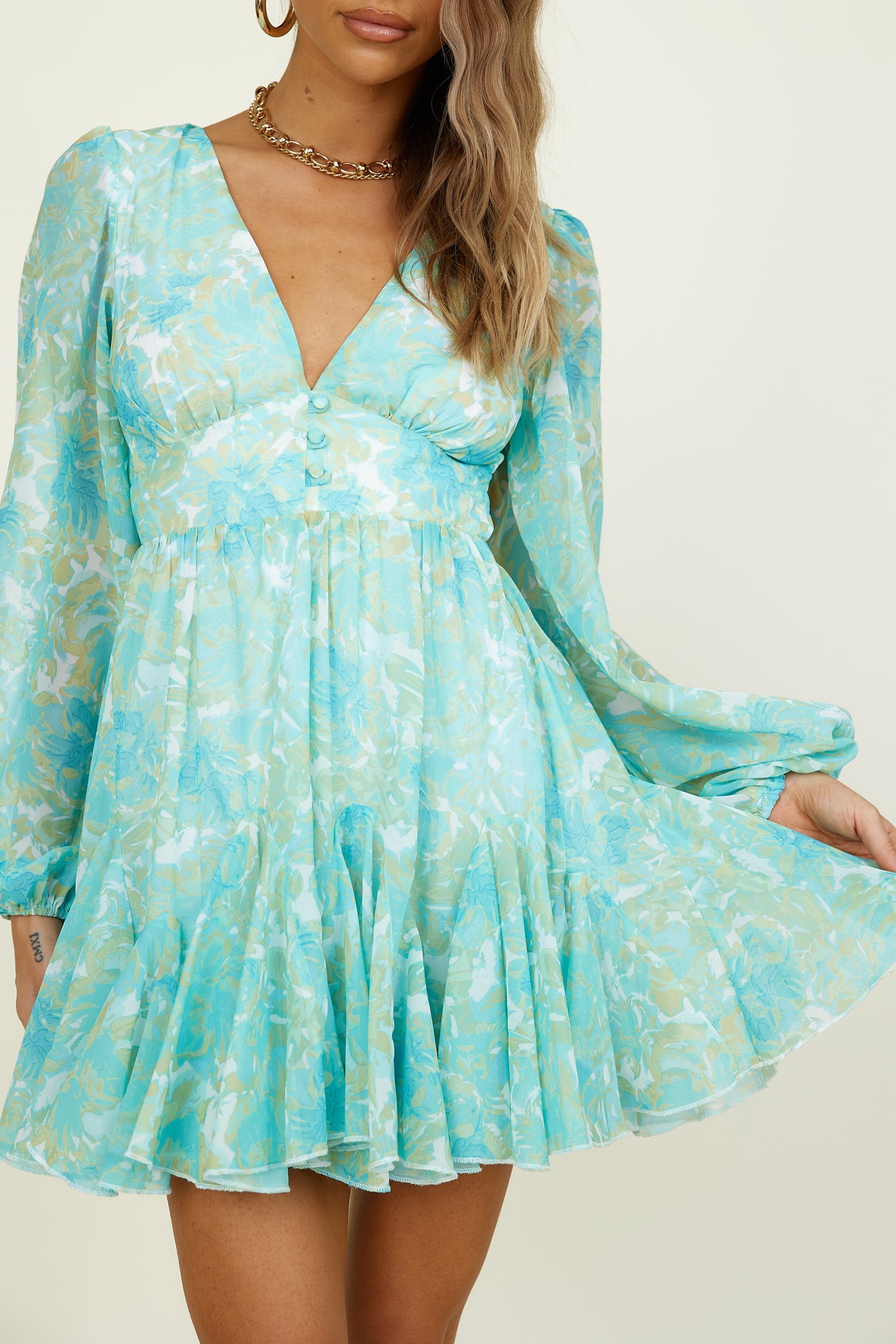 Breathe Slowly Dress Blue-Seaa Fashion