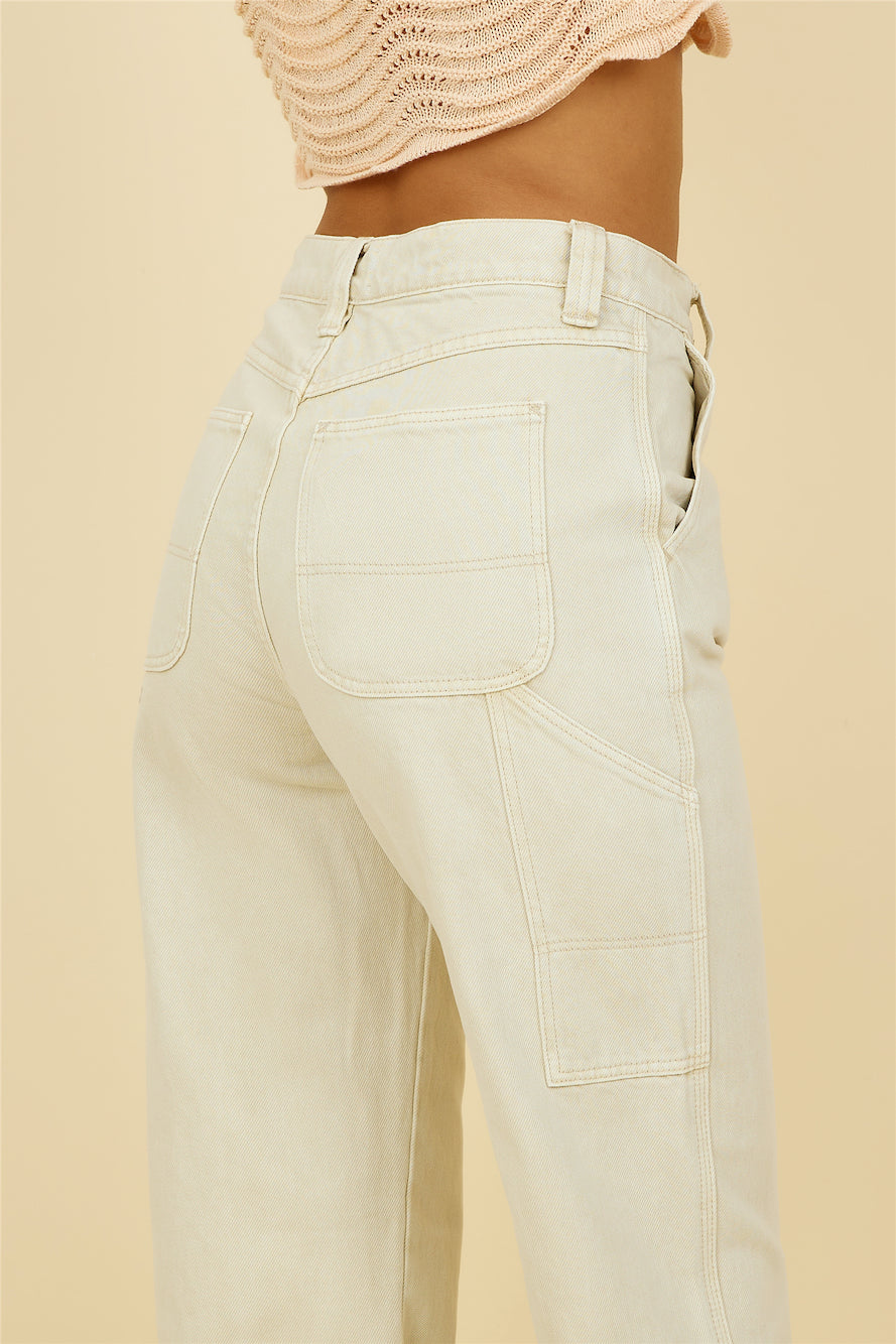 ABRAND A' Slouch Jean Carpenter Jean Bleached Sand-Seaa Fashion