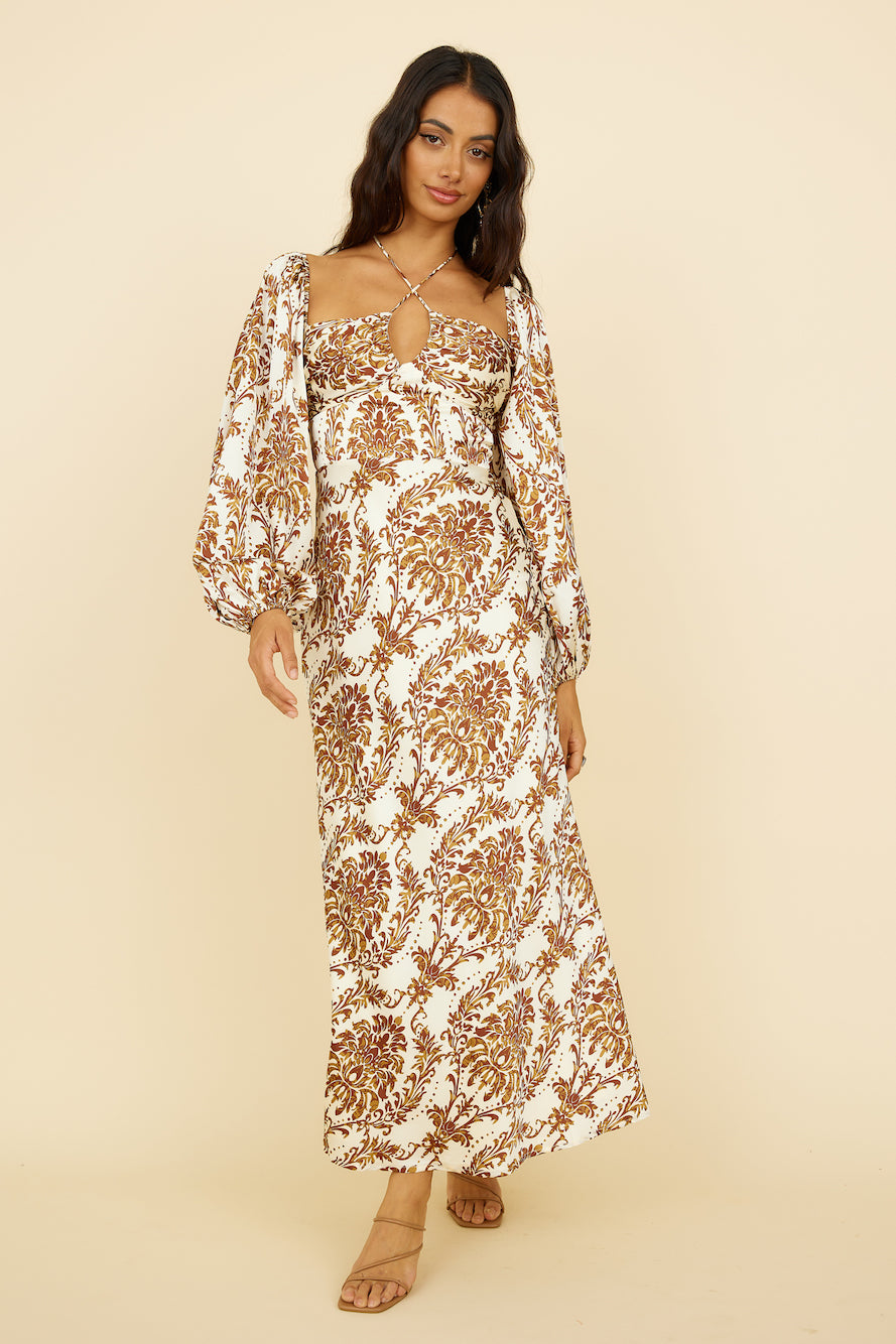 Sugar Cubes Maxi Dress Brown-Seaa Fashion